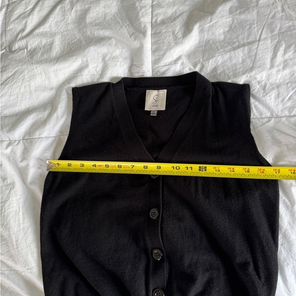 Black Button-Up Knit Sweater Vest | Women's Size Small | Classic Layering Piece - Picture 2 of 9